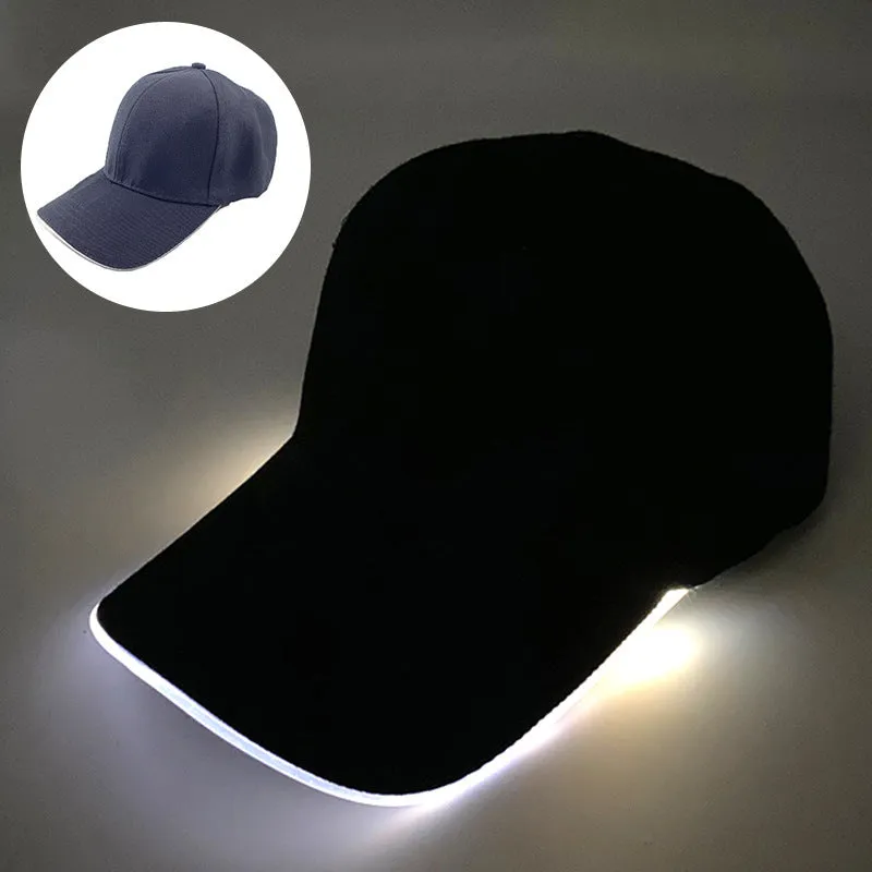 LED illuminated baseball cap for Halloween with pumpkin smile yellow light pattern