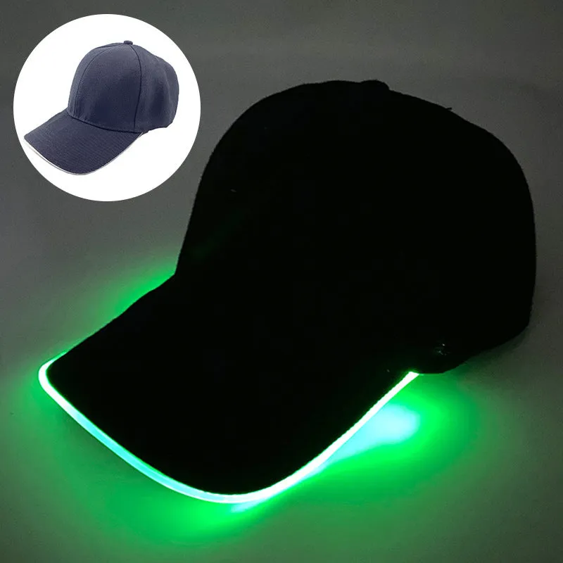 LED illuminated baseball cap for Halloween with pumpkin smile yellow light pattern