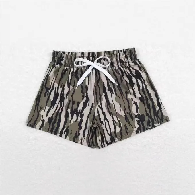 Children's straight-leg sports casual shorts in polyester, shown in one of six available colours.
