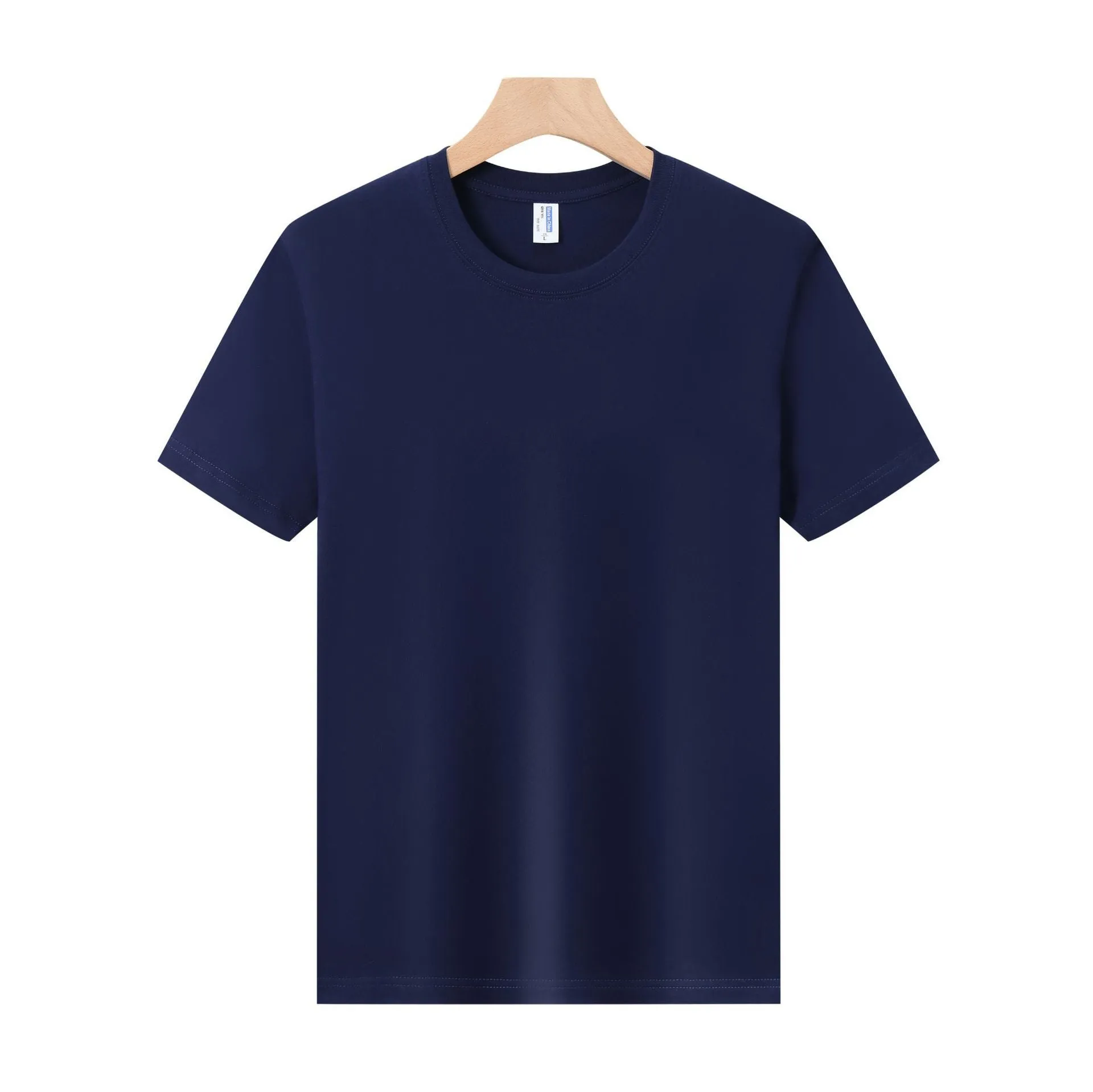 A loose-fit, thick cotton T-shirt in a solid colour, shown on a hanger.
