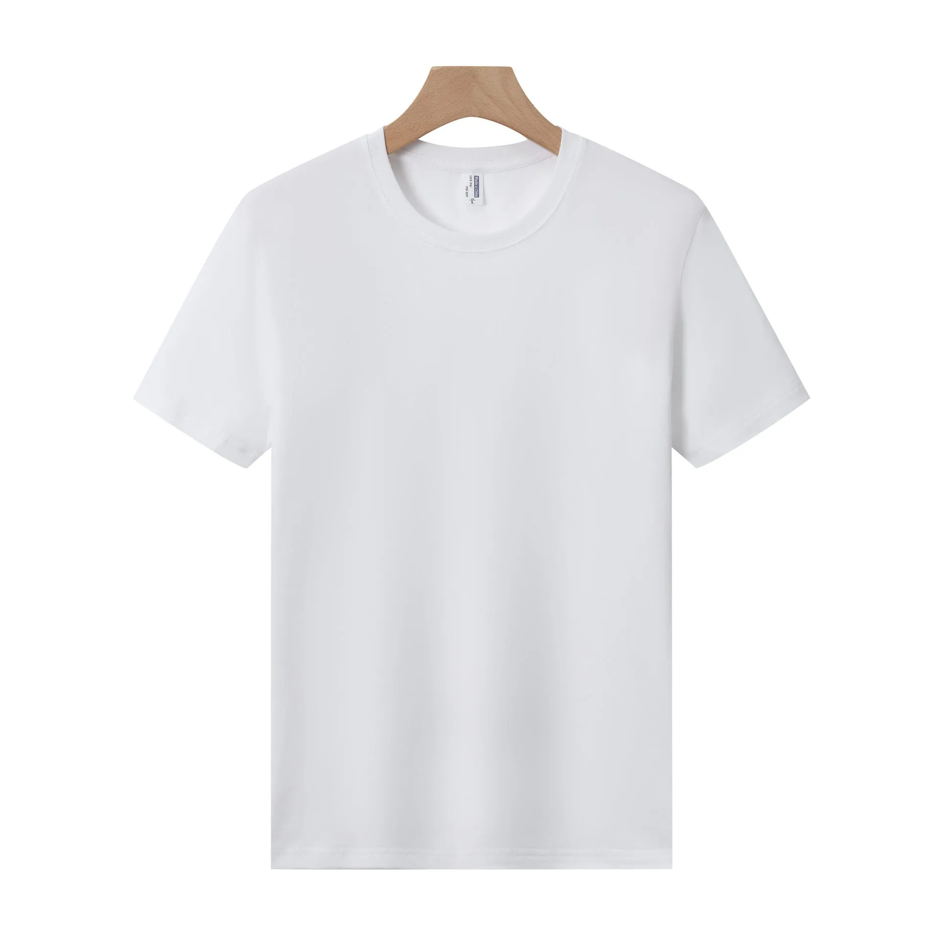 A loose-fit, thick cotton T-shirt in a solid colour, shown on a hanger.