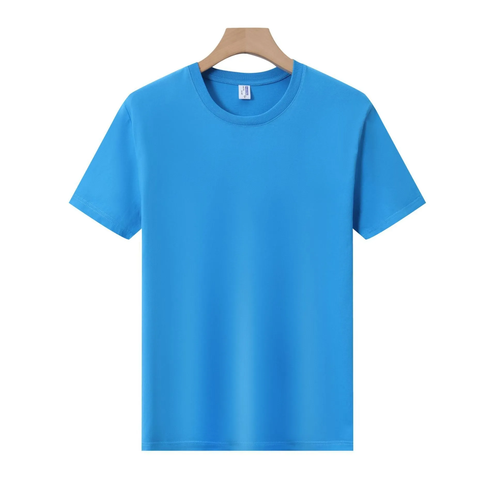 A loose-fit, thick cotton T-shirt in a solid colour, shown on a hanger.