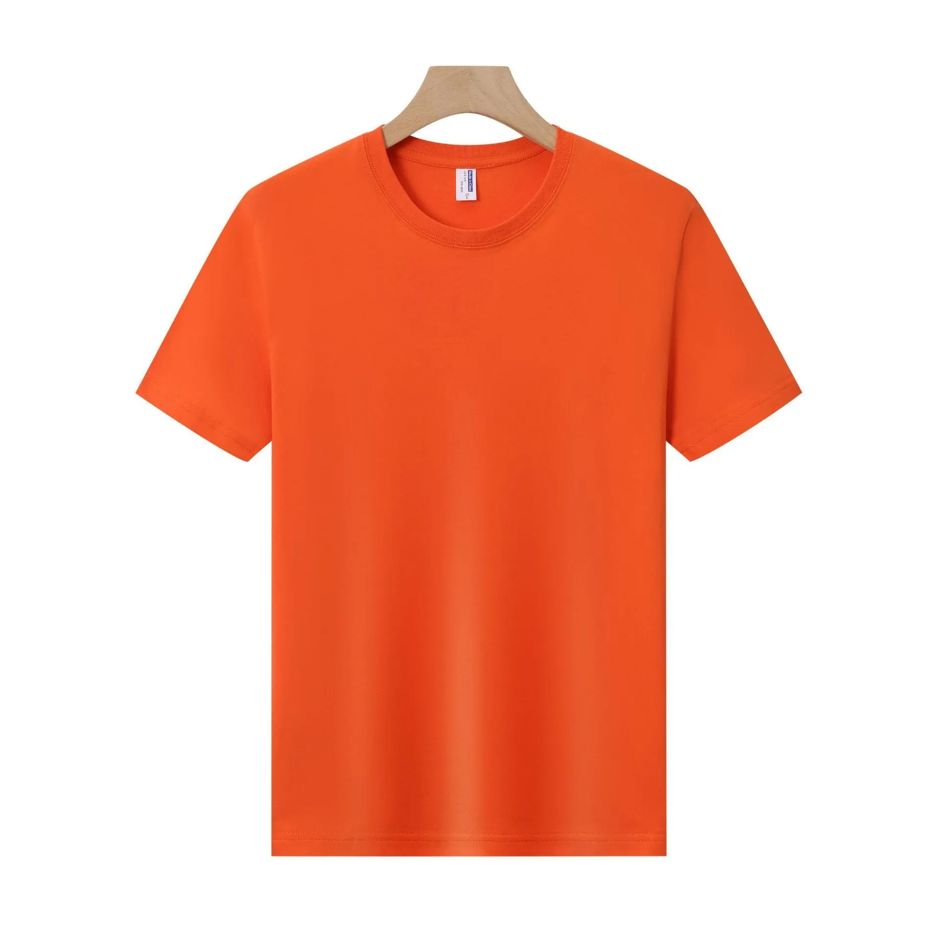 A loose-fit, thick cotton T-shirt in a solid colour, shown on a hanger.