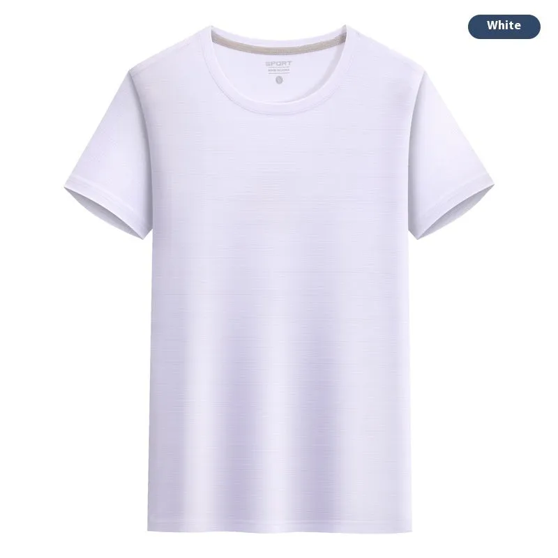 Crystal Silk round neck T-shirt in solid colour with quick-drying spandex fabric for leisure wear