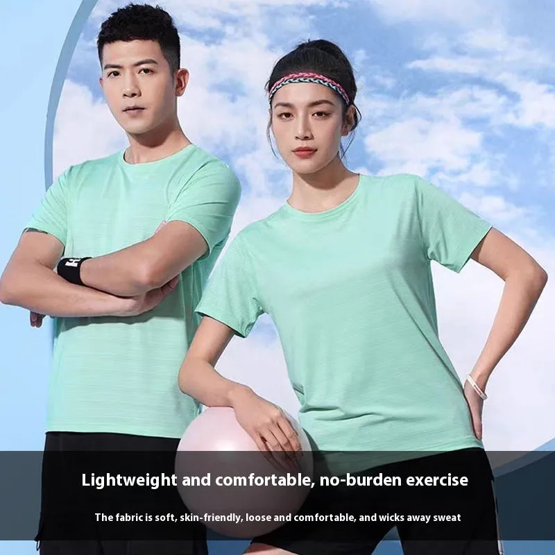 Crystal Silk round neck T-shirt in solid colour with quick-drying spandex fabric for leisure wear