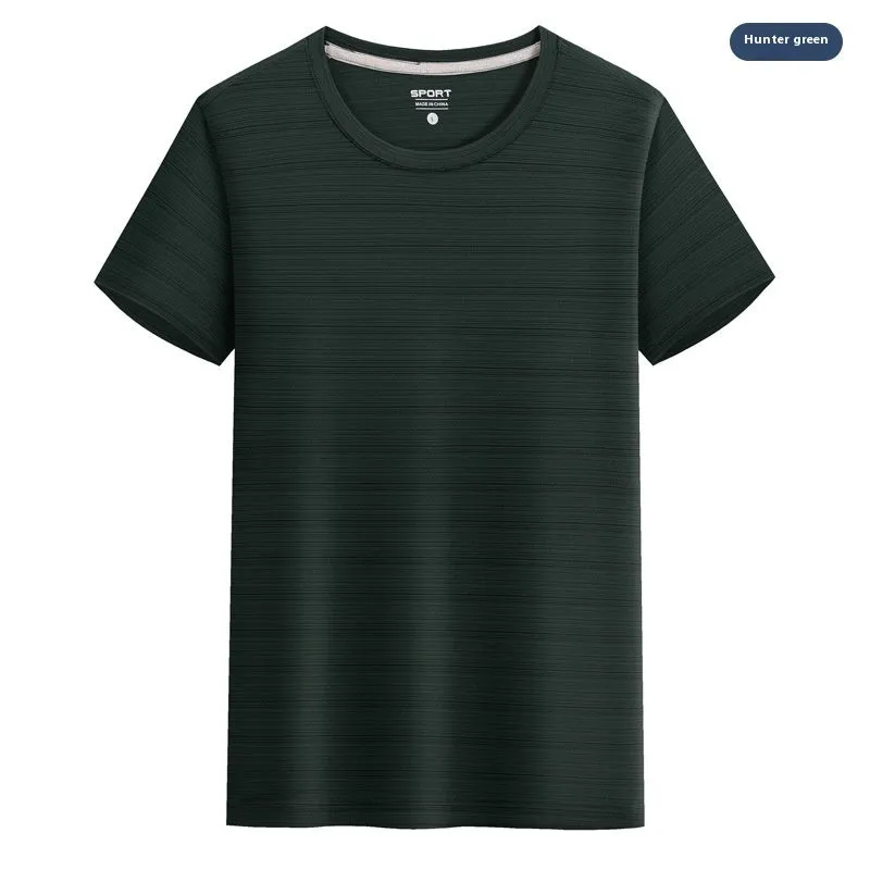 Crystal Silk round neck T-shirt in solid colour with quick-drying spandex fabric for leisure wear