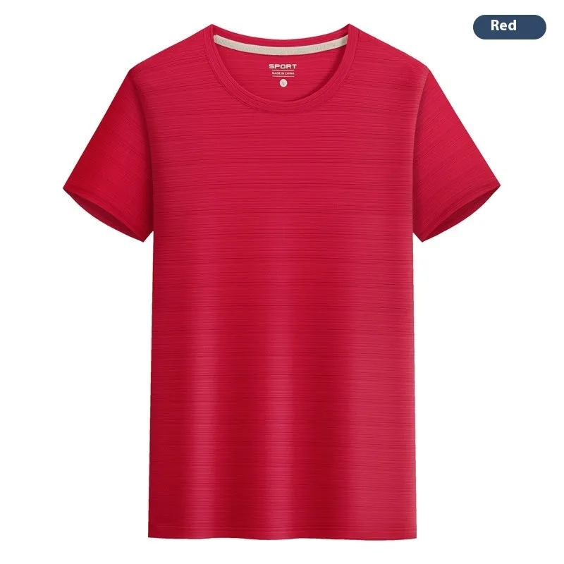 Crystal Silk round neck T-shirt in solid colour with quick-drying spandex fabric for leisure wear
