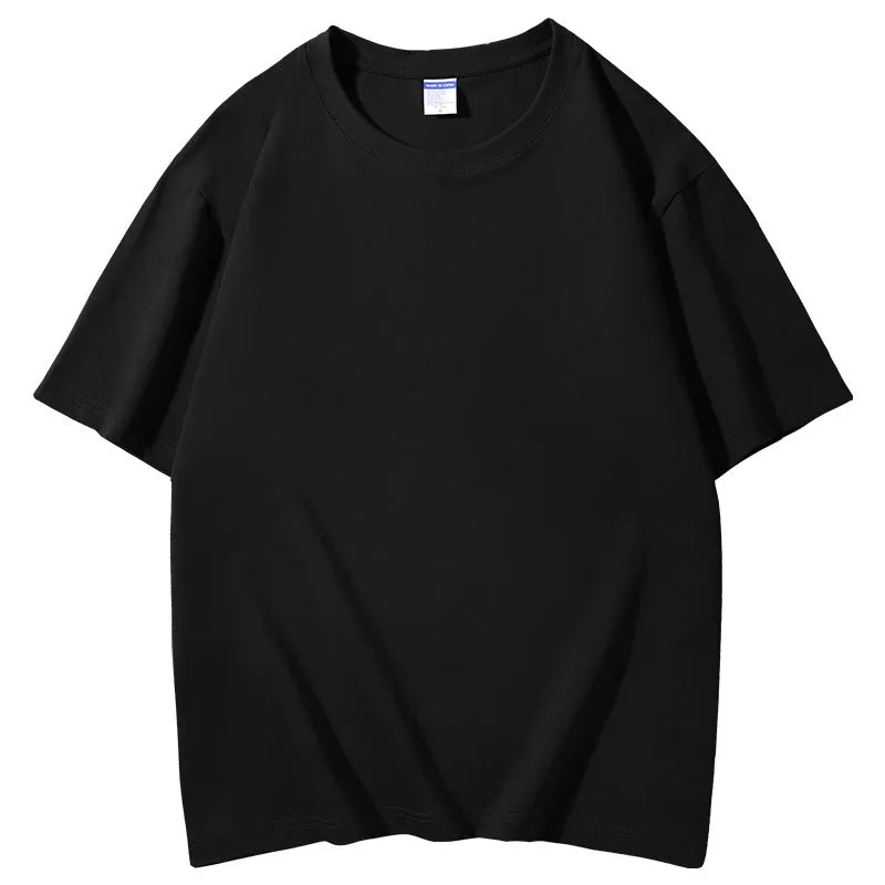 Men's loose fit round neck cotton T-shirt in various colours including apricot, black, and jungle green.