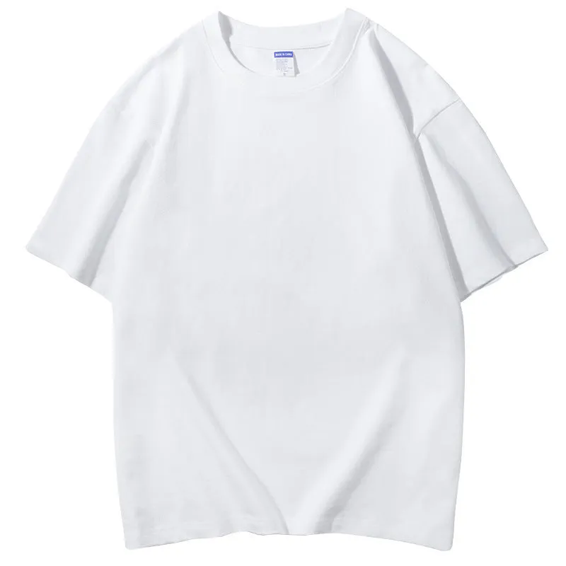 Men's loose fit round neck cotton T-shirt in various colours including apricot, black, and jungle green.