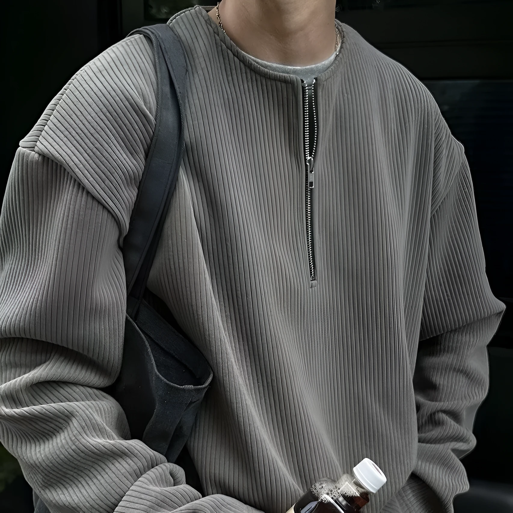 Women's loose fit long sleeve pullover top with letter print in apricot colour.