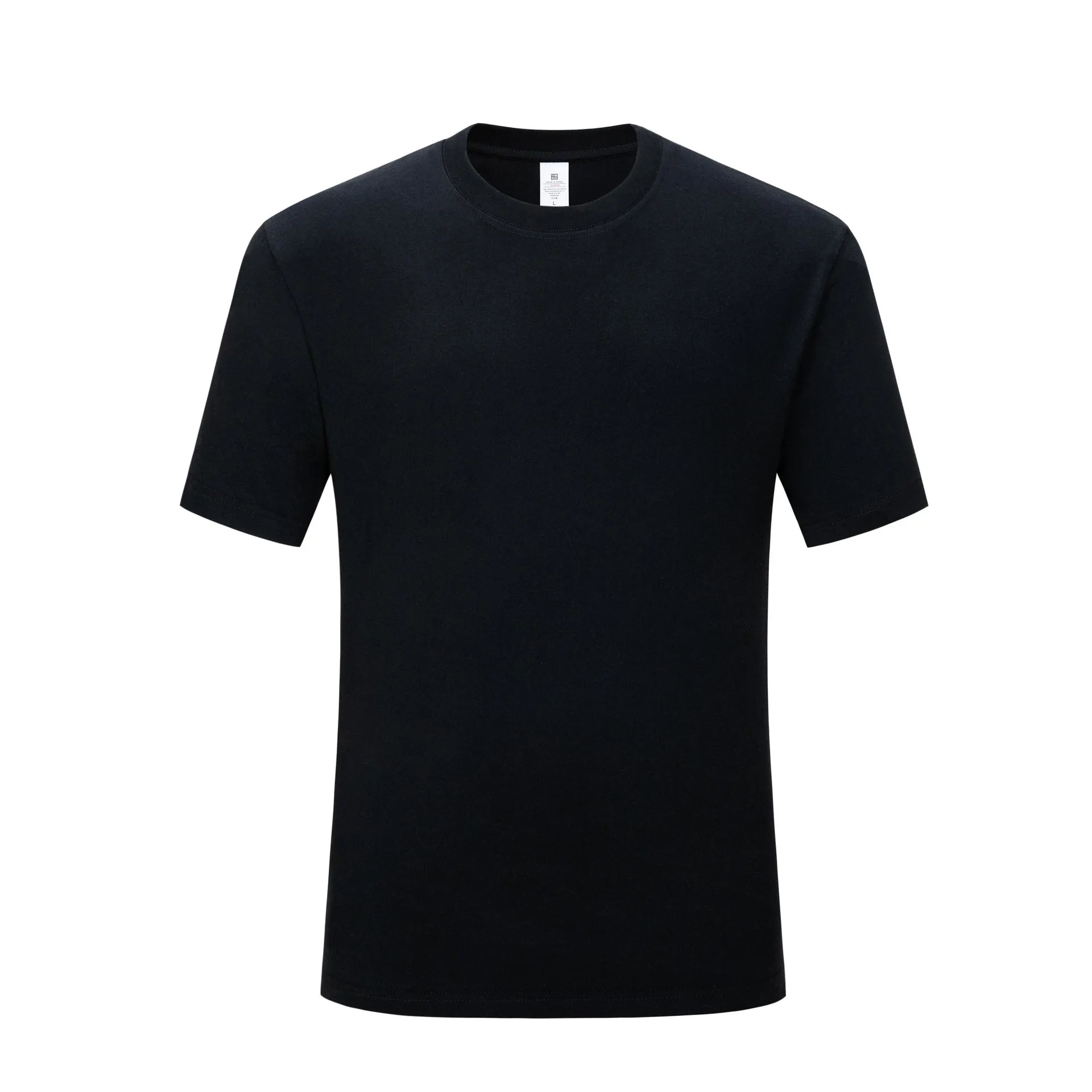 Men's black and white pure cotton loose fit round neck T-shirt showing front view