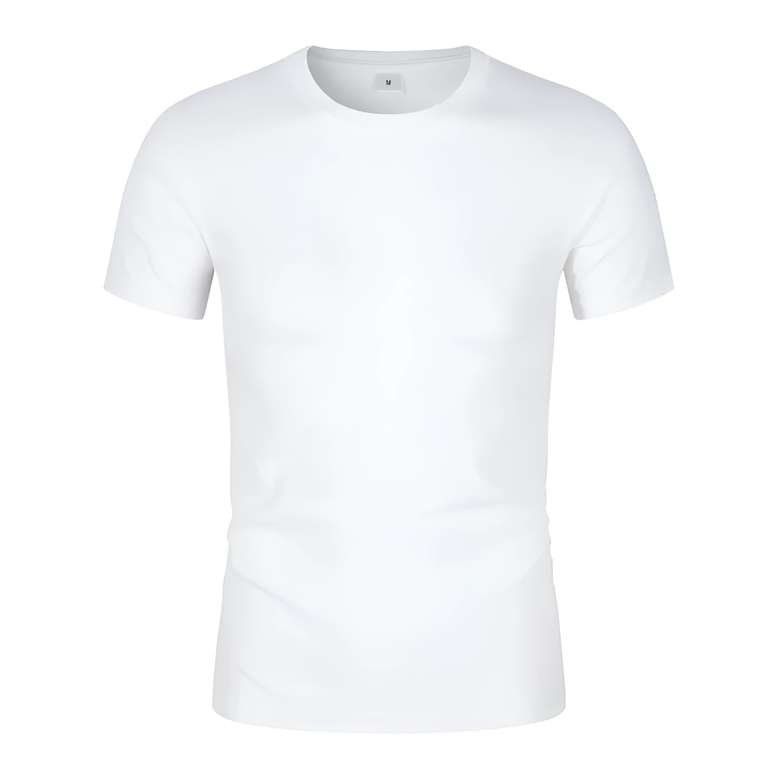 Men's solid colour CVC cotton short-sleeved t-shirt with round neckline
