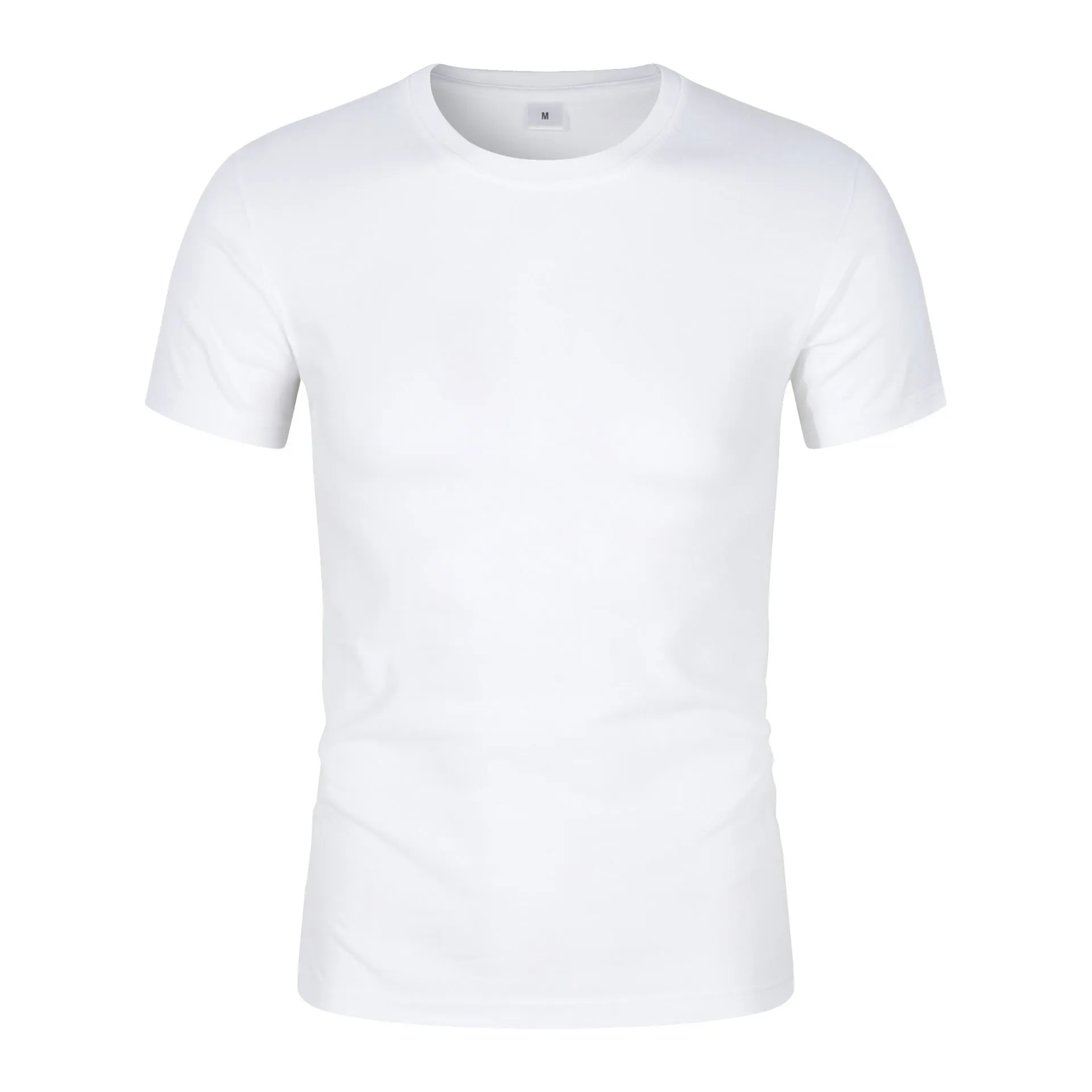 Men's solid colour CVC cotton short-sleeved t-shirt with round neckline