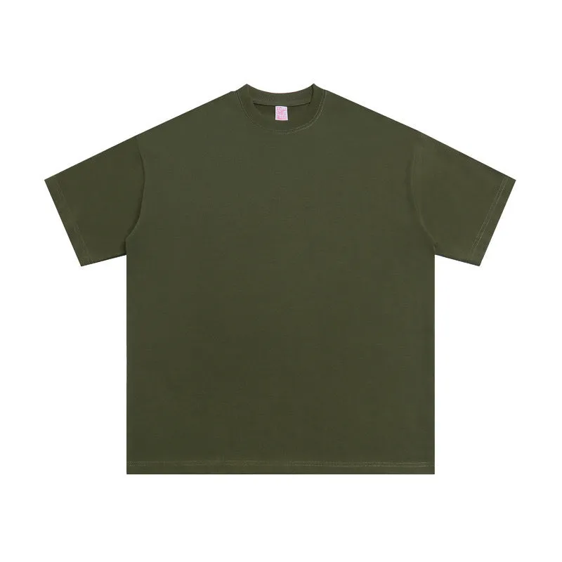 Man wearing loose fit cotton pullover T-shirt in apricot colour with half sleeves