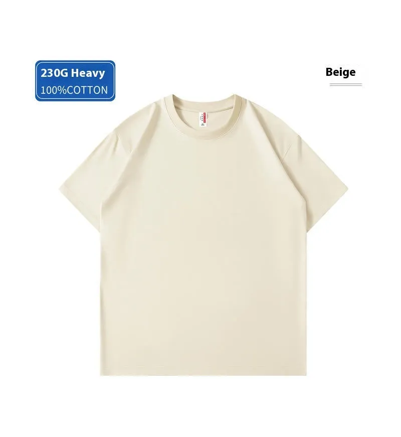 Heavy cotton loose-fit T-shirt in a solid colour, shown in short sleeve pullover style.