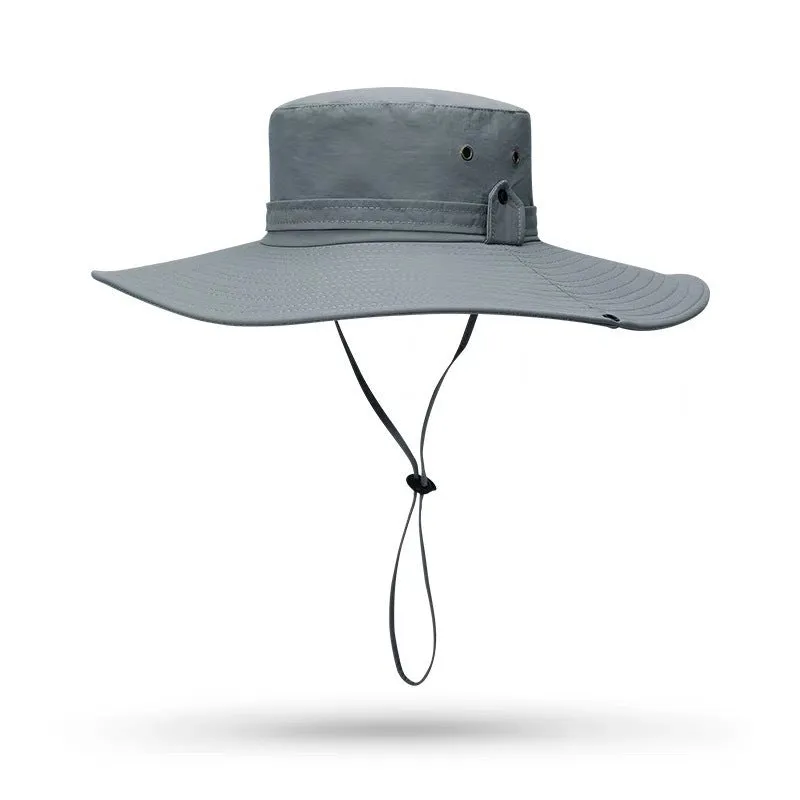 Men's cotton linen fisherman sun hat with flat crown and flame embroidery in summer colours