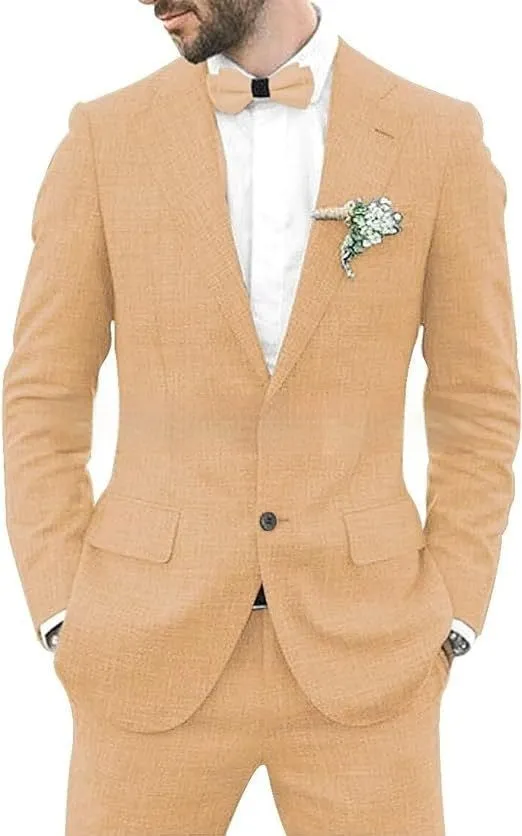 Men's slim fit hemp blend suit jacket and trousers in dark blue colour