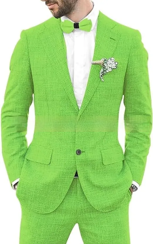 Men's slim fit hemp blend suit jacket and trousers in dark blue colour