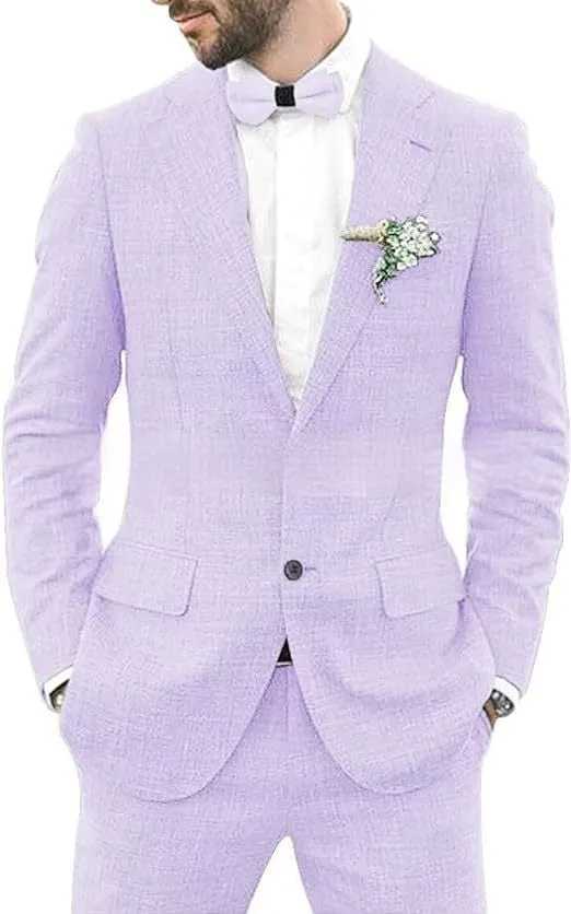 Men's slim fit hemp blend suit jacket and trousers in dark blue colour