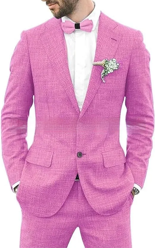 Men's slim fit hemp blend suit jacket and trousers in dark blue colour