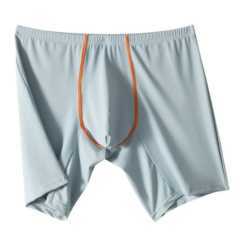 Men's nylon boxer shorts with a U-convex pouch design in multiple colours on a white background.