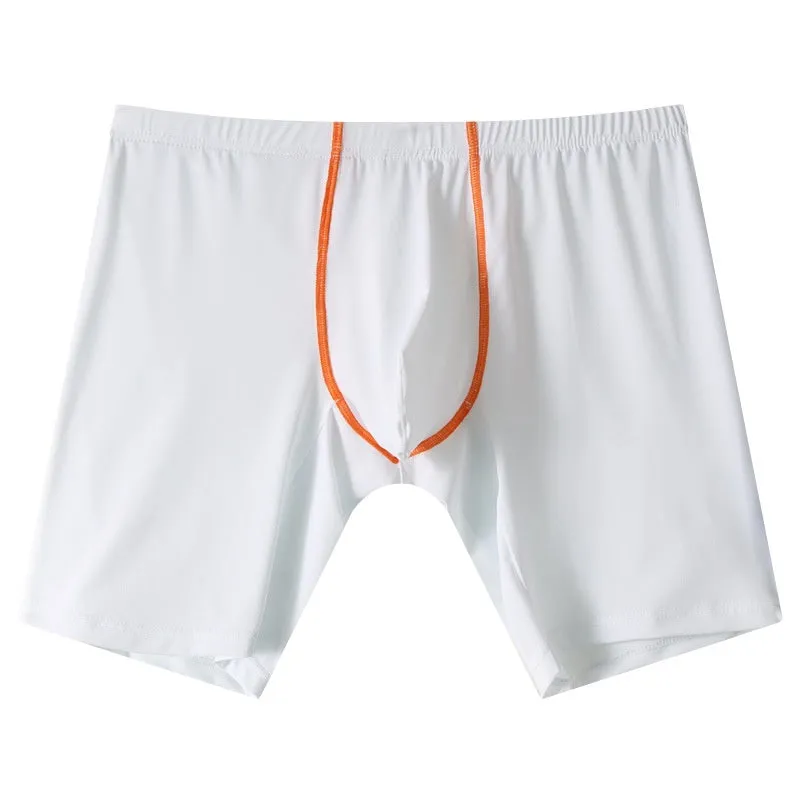Men's nylon boxer shorts with a U-convex pouch design in multiple colours on a white background.