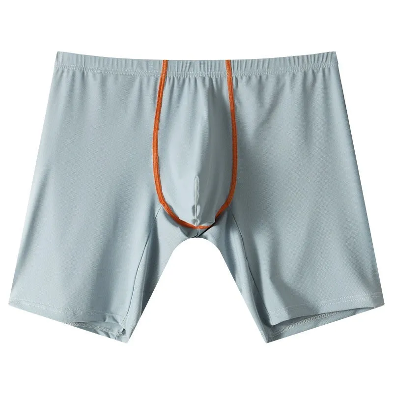 Men's nylon boxer shorts with a U-convex pouch design in multiple colours on a white background.
