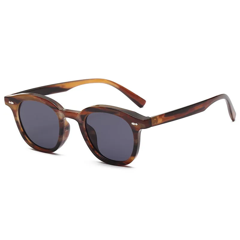 Retro round fashion sunglasses with a PC frame and metal hinge