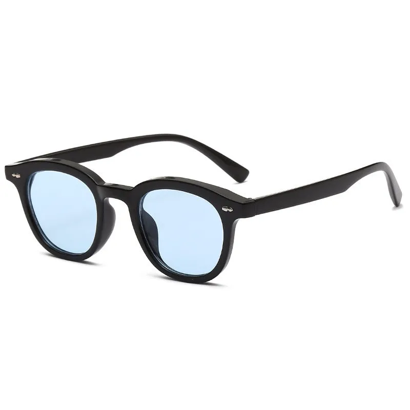 Retro round fashion sunglasses with a PC frame and metal hinge