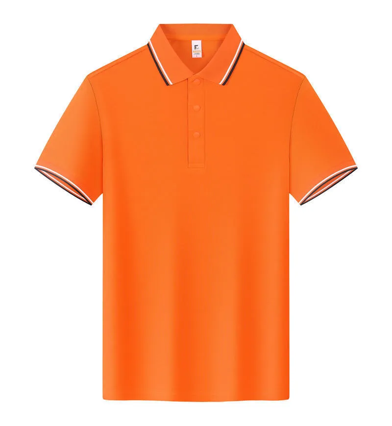 Short sleeve lapel T-shirt in long-staple cotton shown in multiple colours on size chart.