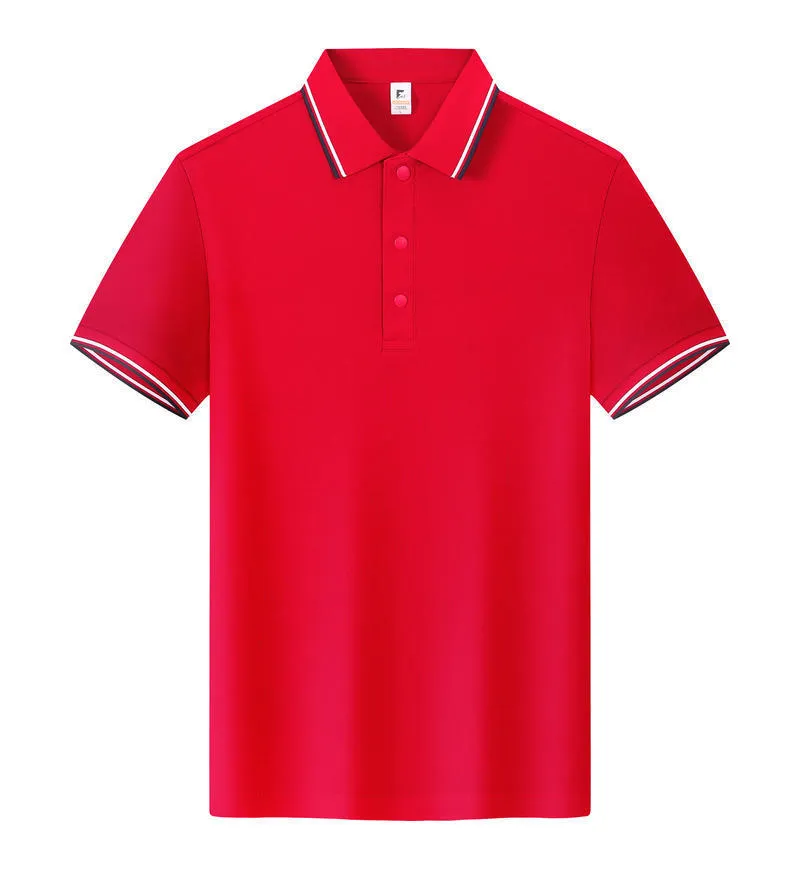 Short sleeve lapel T-shirt in long-staple cotton shown in multiple colours on size chart.