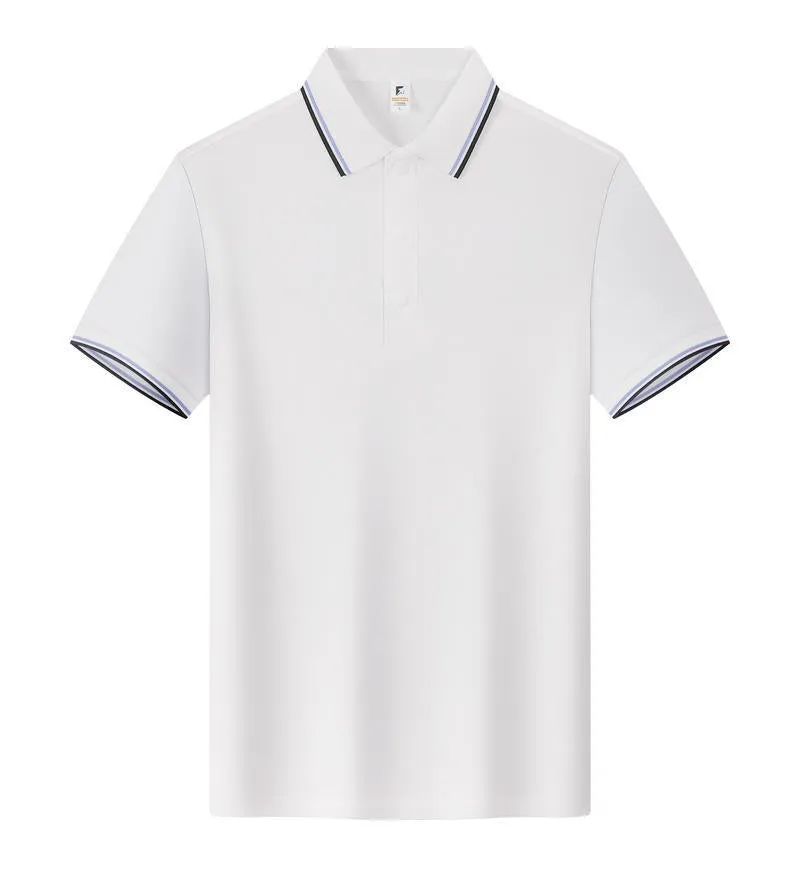 Short sleeve lapel T-shirt in long-staple cotton shown in multiple colours on size chart.