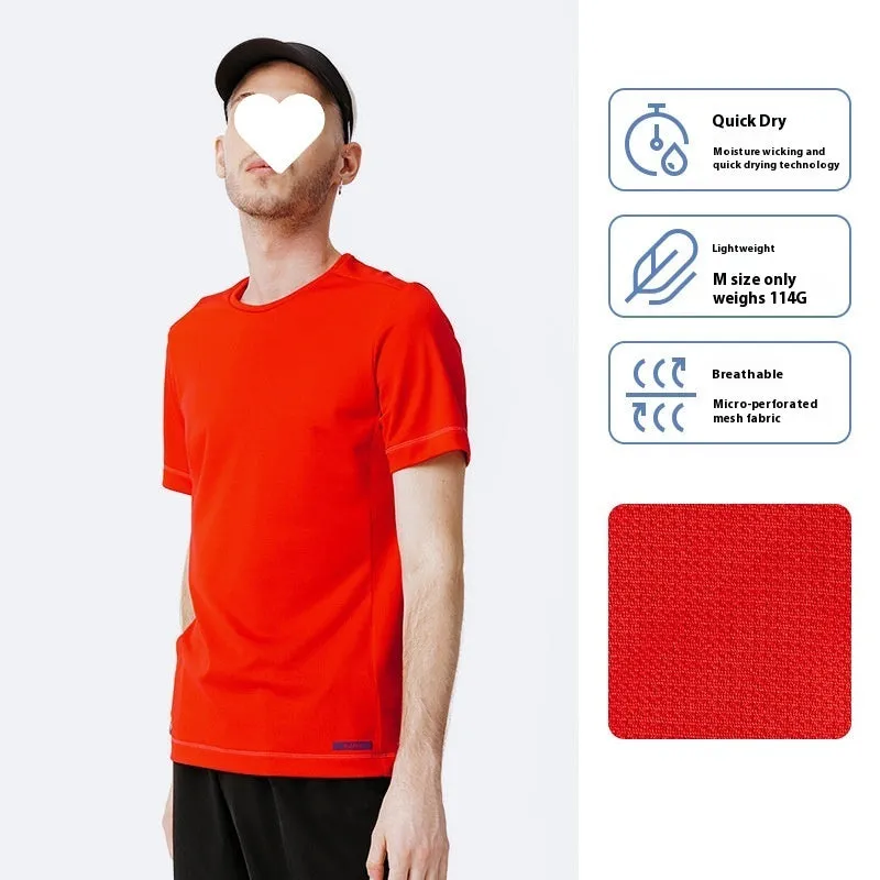 Men's thin quick-dry polyester running t-shirt shown in Classic Black colour.