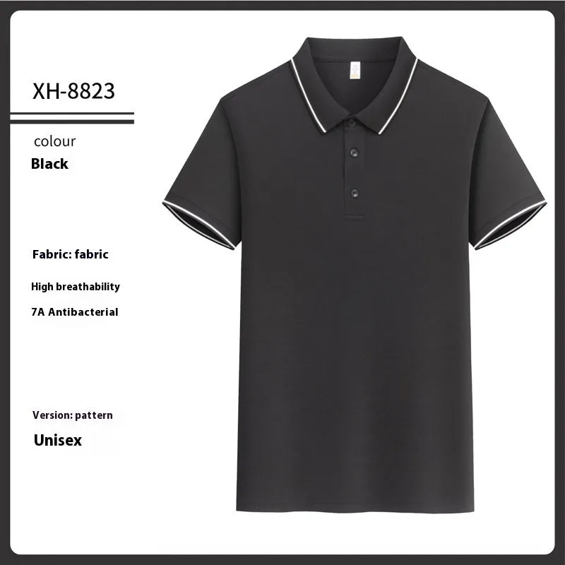 Slim fit antibacterial polo shirt with lapel collar in light purple colour showing short sleeves