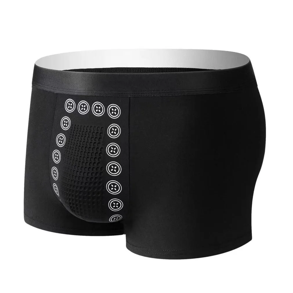Men's milk silk underwear with massage particles in multiple colour options showing mid-waist design