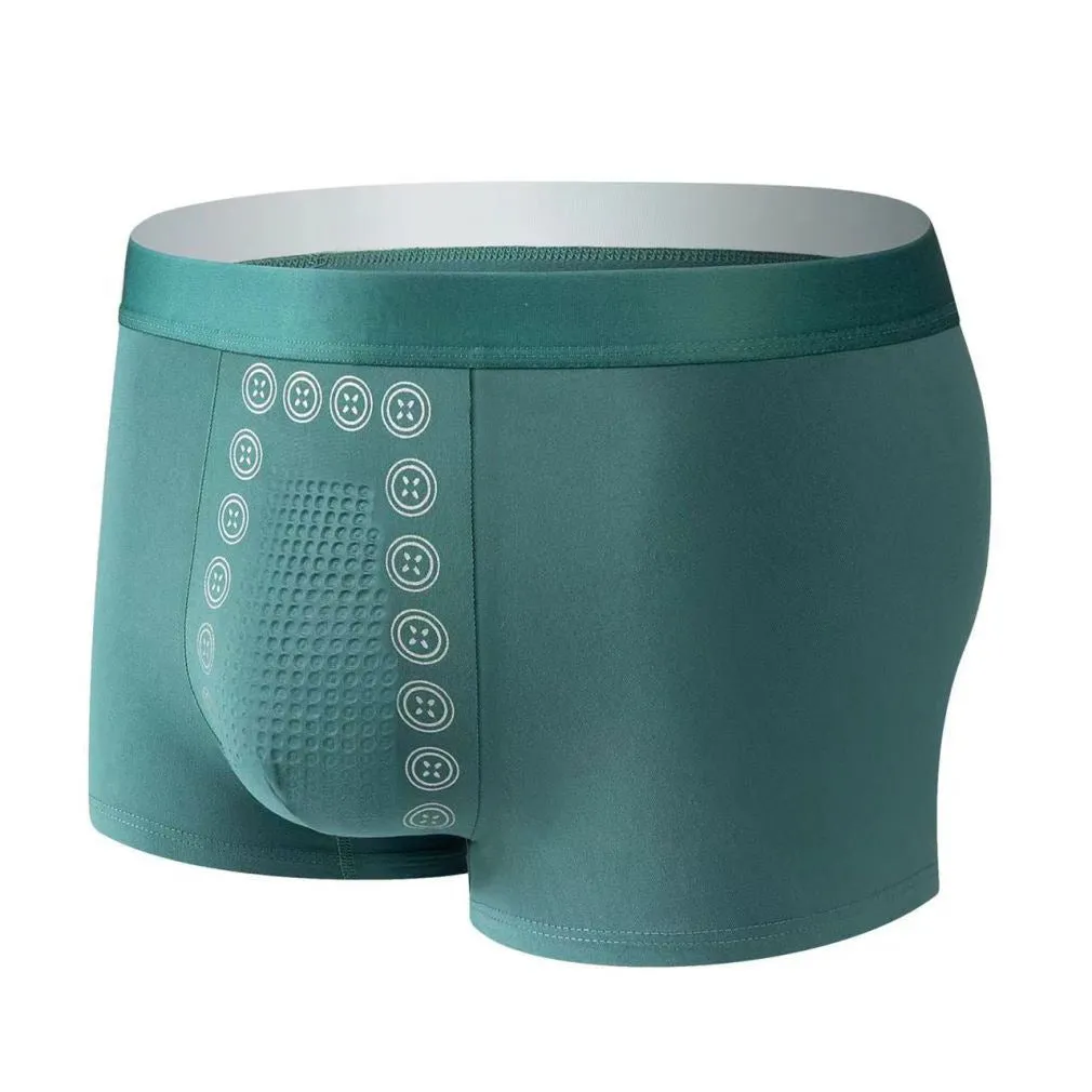 Men's milk silk underwear with massage particles in multiple colour options showing mid-waist design