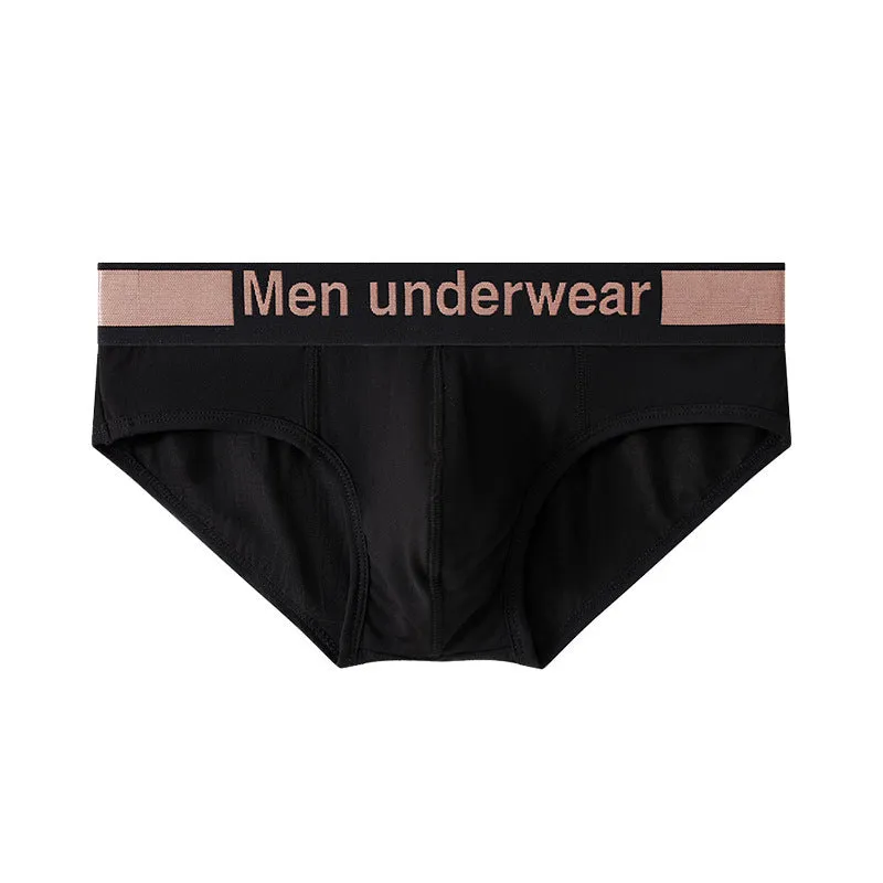 Men's low waist modal briefs in black with a gradient belt detail on the waistband.