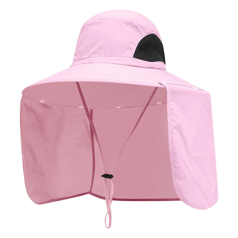 Nylon fisherman hat with neck sun protection flap in camouflage pattern