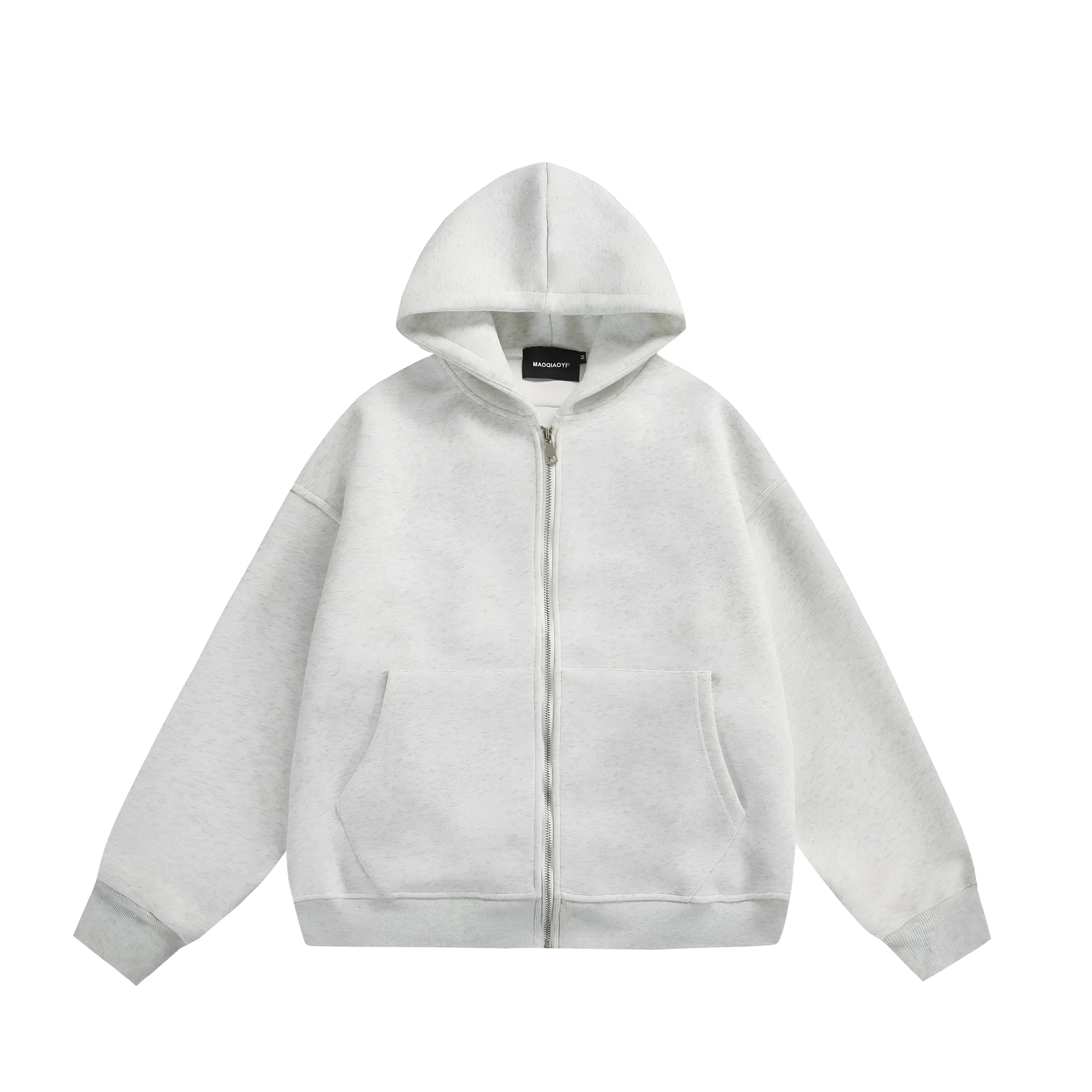 Solid colour loose-fit cardigan coat with small back bag detail in cotton blend fabric.