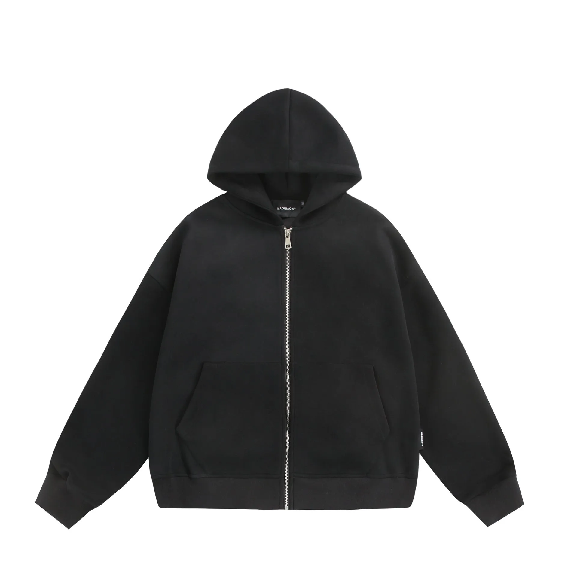 Solid colour loose-fit cardigan coat with small back bag detail in cotton blend fabric.