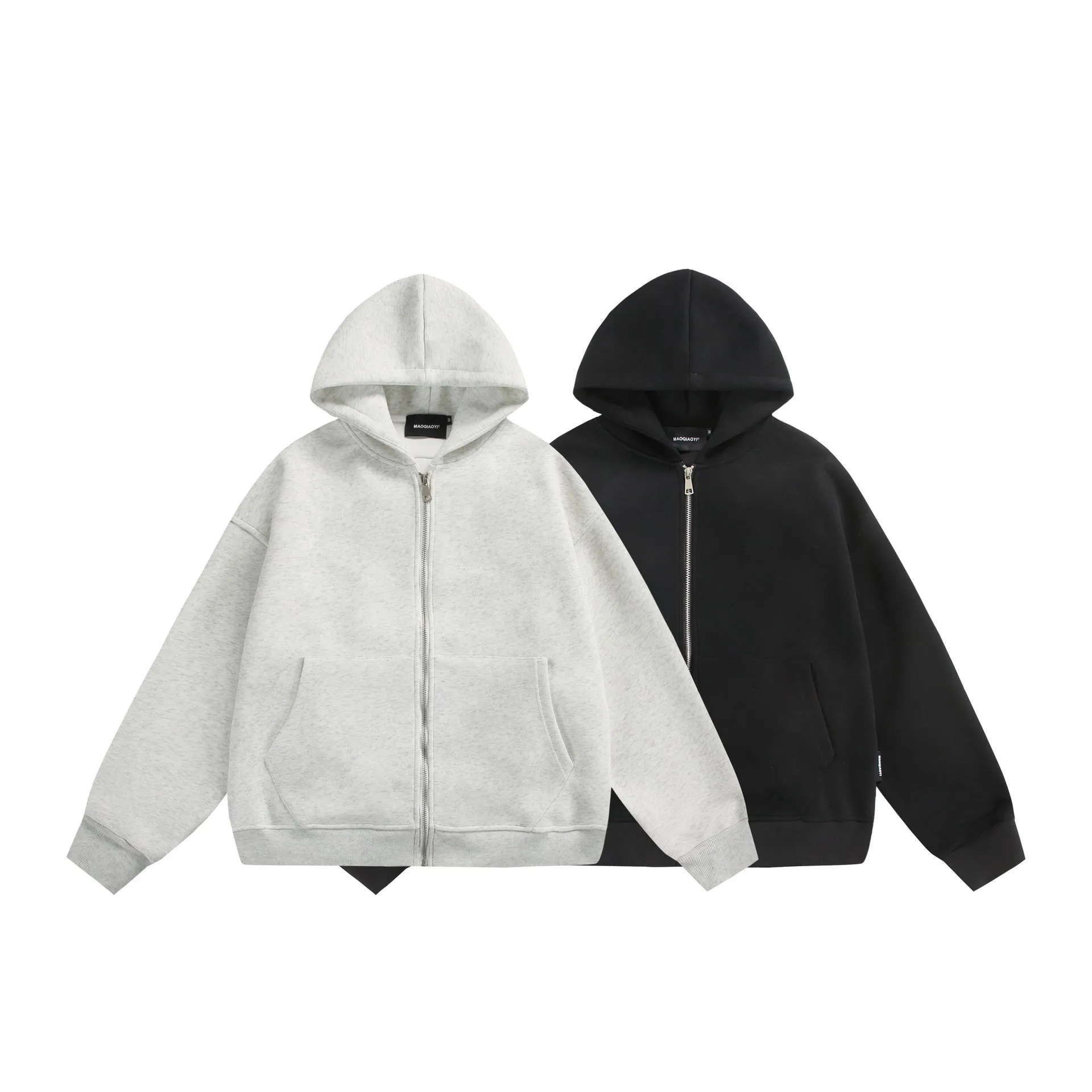 Solid colour loose-fit cardigan coat with small back bag detail in cotton blend fabric.