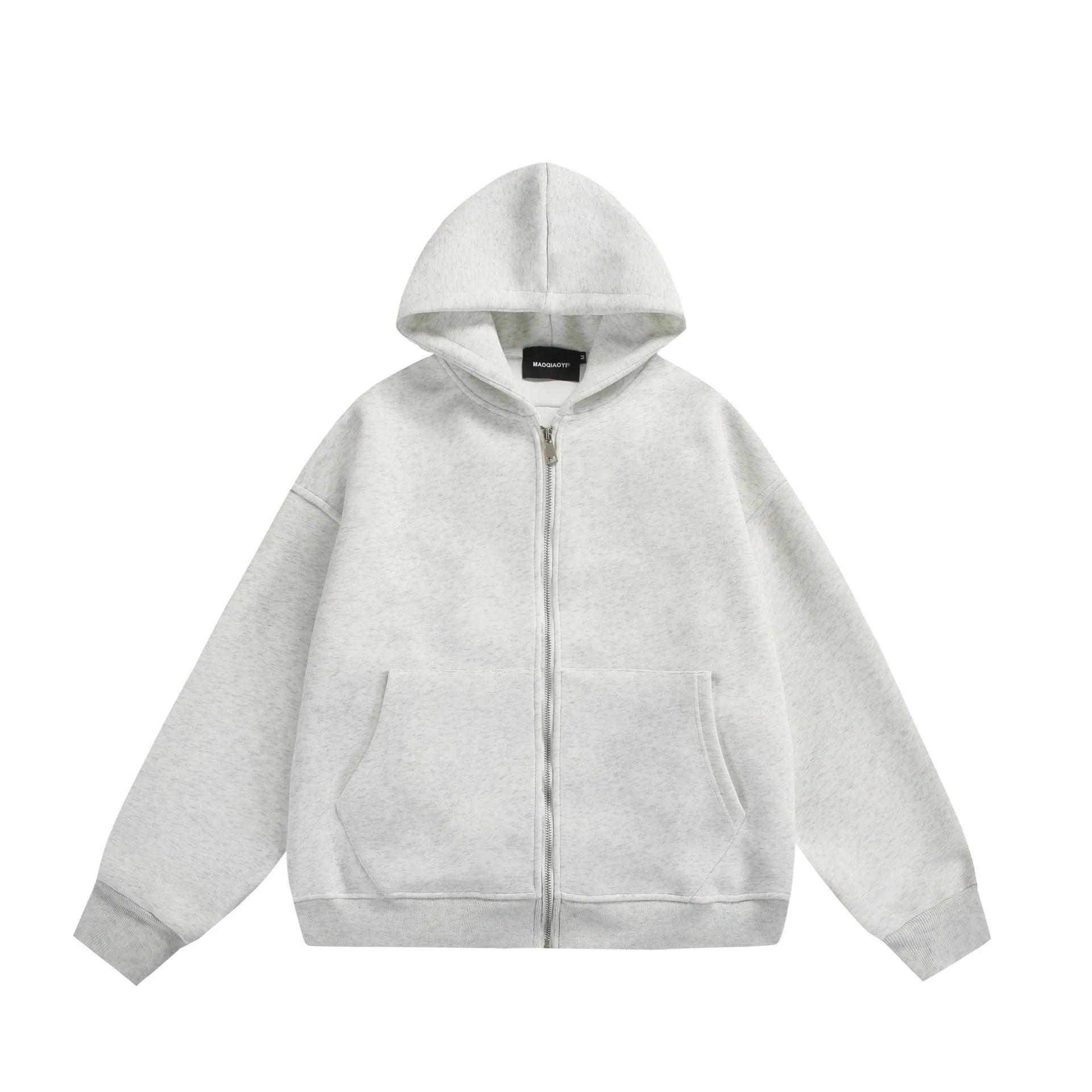 Solid colour loose-fit cardigan coat with small back bag detail in cotton blend fabric.