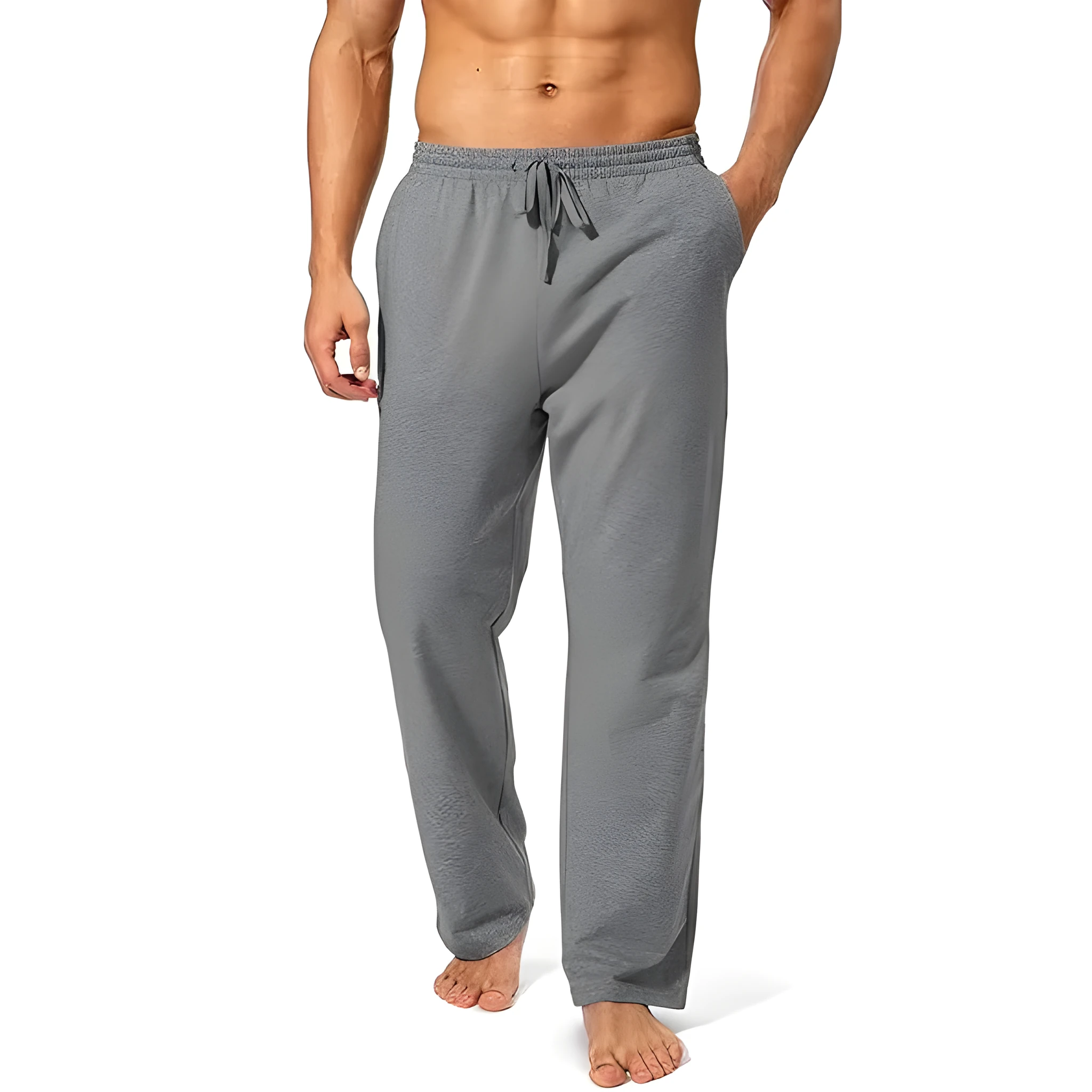 Men's loose fit quick-dry trousers in dark grey colour for sports and leisure activities