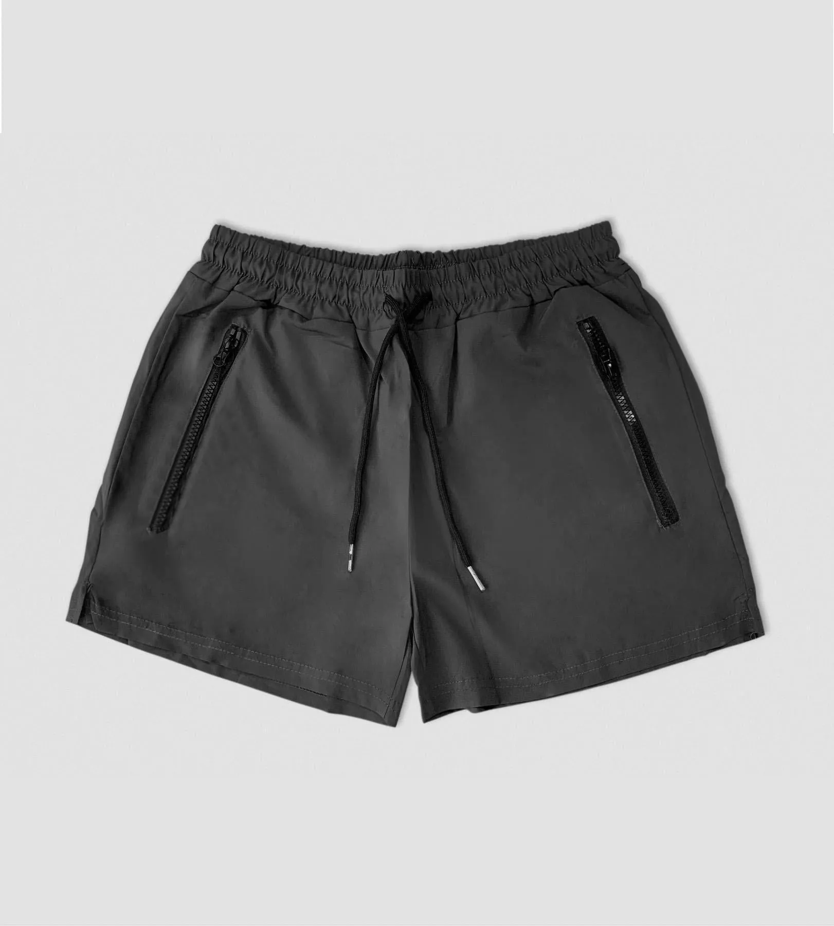 Man wearing mid-waist blue casual sports shorts made from quick-dry polyester fabric.