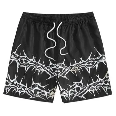 Men's thin polyester mesh beach shorts with printing design in various colour options
