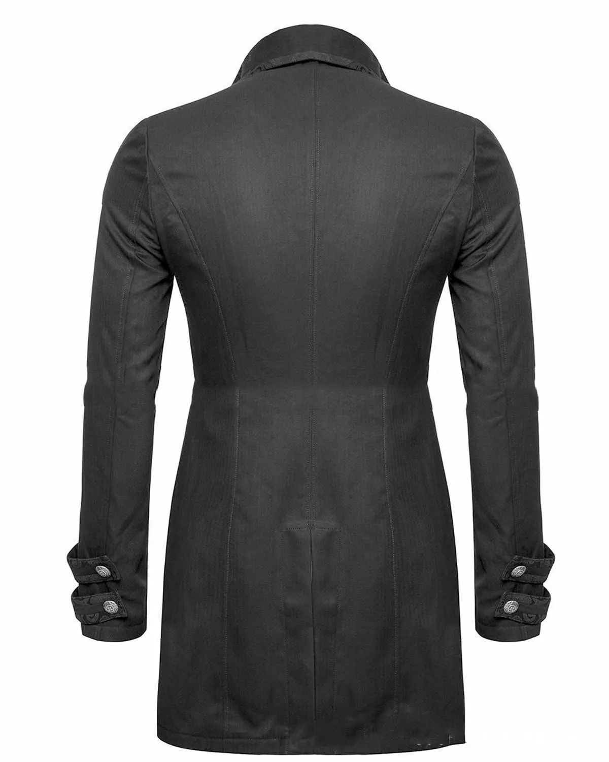 Black Victorian morning gown cosplay jacket for men, unisex gothic costume clothing.
