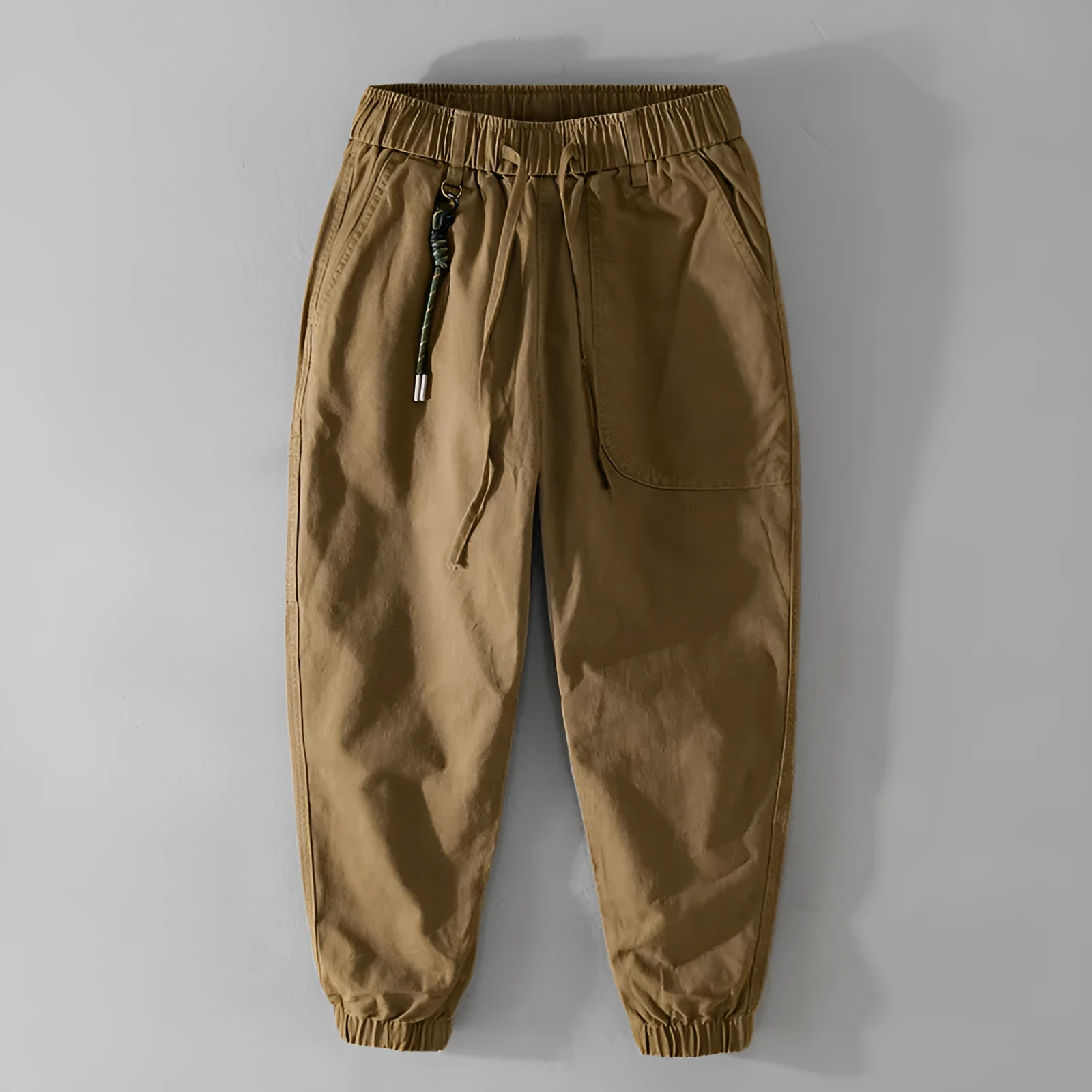 Men's cotton overalls with drawstring waist and ankle banded cuffs in Army Green colour