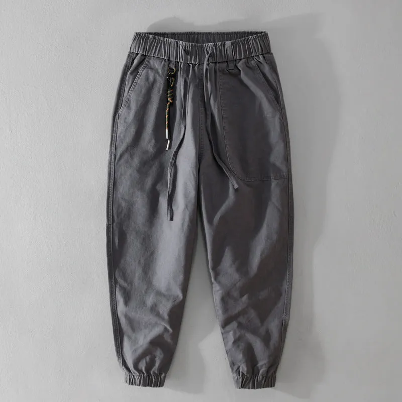 Men's cotton overalls with drawstring waist and ankle banded cuffs in Army Green colour
