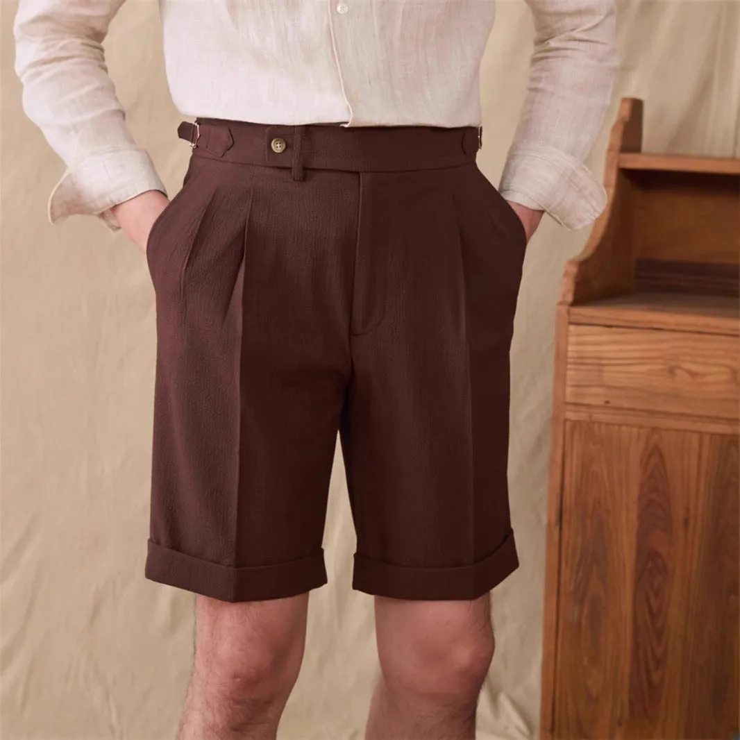 Men's Italian Neapolitan Kilge shorts in straight-leg British style with polyester fabric