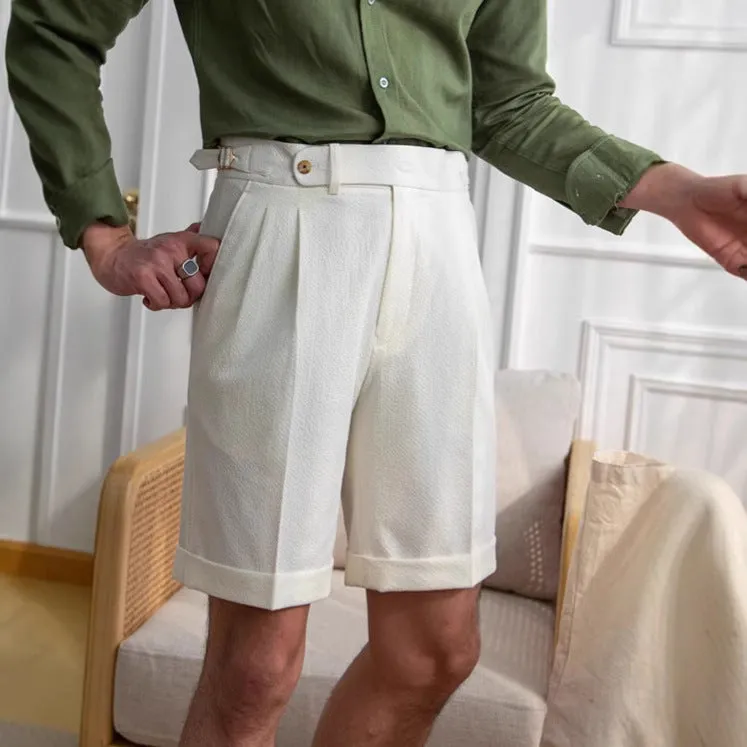 Men's Italian Neapolitan Kilge shorts in straight-leg British style with polyester fabric